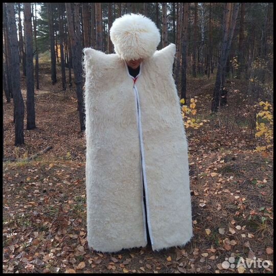 Кавказская Бурка (белая) из овечьей шерсти (войлоч