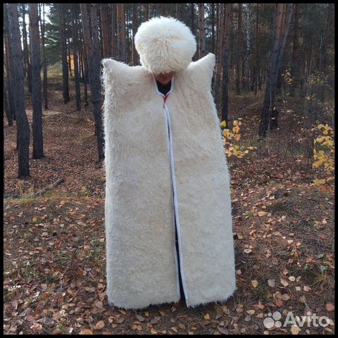 Кавказская Бурка (белая) из овечьей шерсти (войлоч