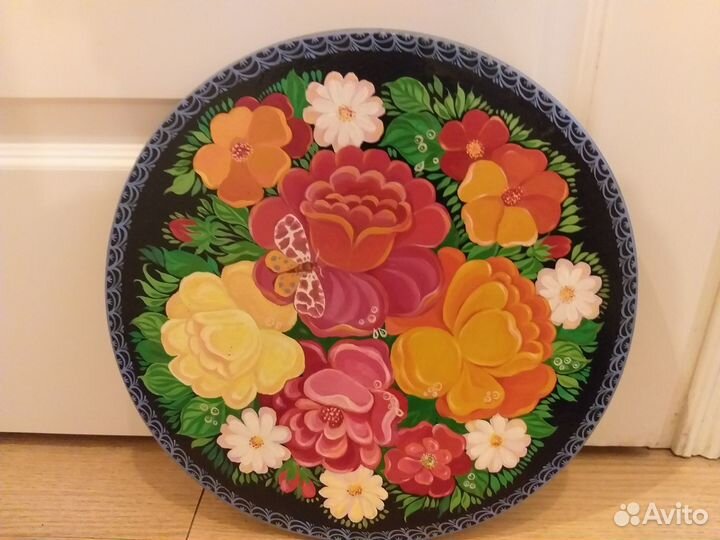 Деревянное панно роспись Жостово Цветы