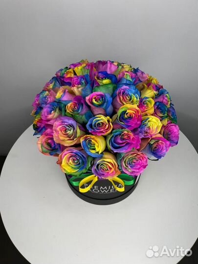 Радужные розы от 11 шт
