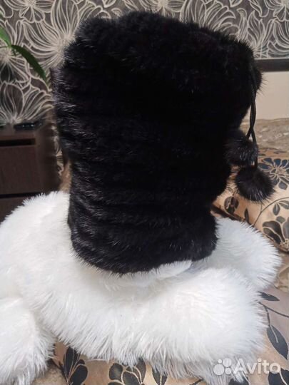Шапка норковая вязаная