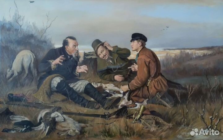 Охотники на привале. Копия картины