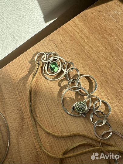 Серебряная цепь+серьги кольца