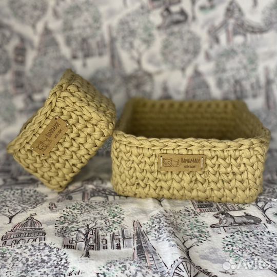 Корзинки вязаные из трикотажной пряжи