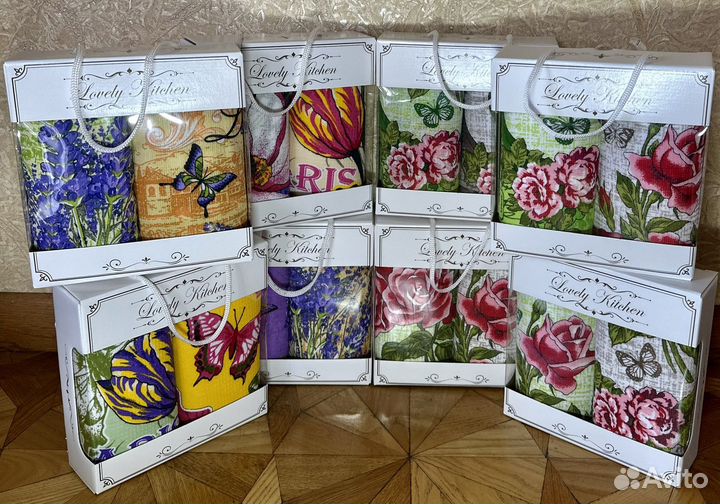 Набор кухонных полотенец в коробке вафельные