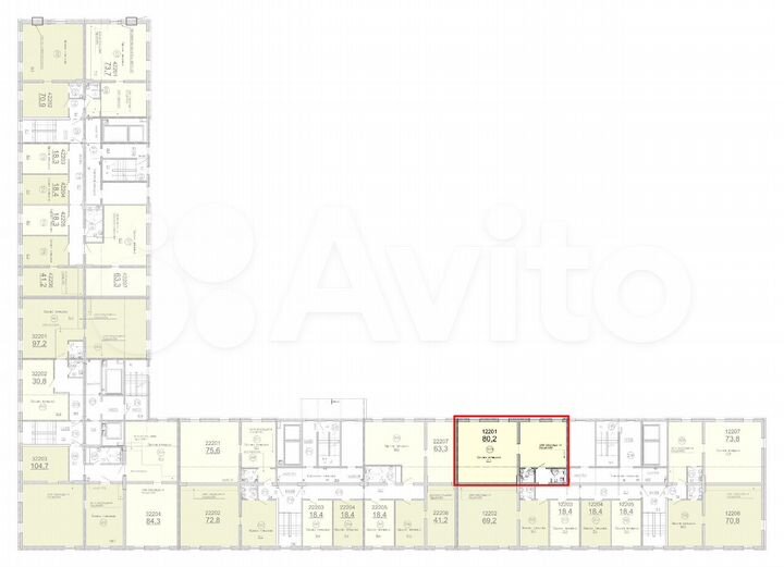 Офисное помещение, 80.2 м² Беспроцентная рассрочка