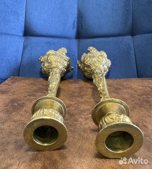 Старинные подсвечники бронза огненное золочение