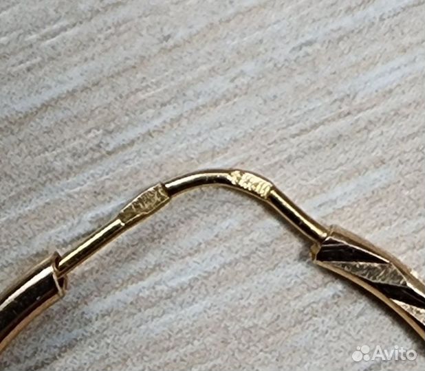 Золотые серьги кольца конго 585 пробы