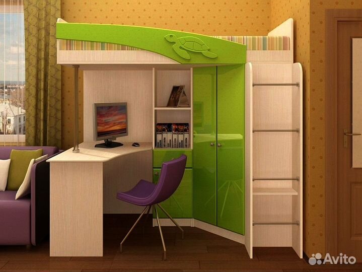 Детская Бемби 3D Салатовый металл