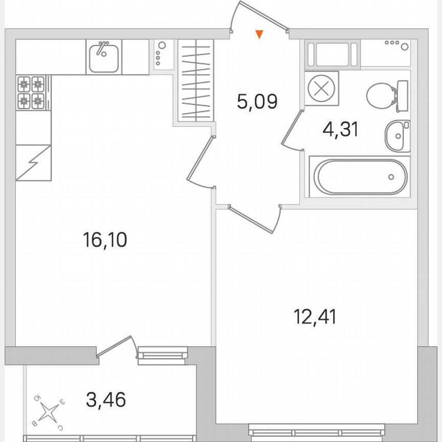 1-к. квартира, 39,6 м², 5/8 эт.