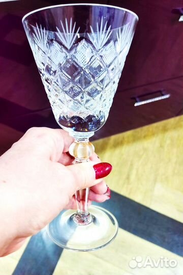 Набор хрустальных высоких фужеров-ромбы знаменитые