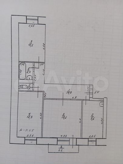 3-к. квартира, 62 м², 5/5 эт.