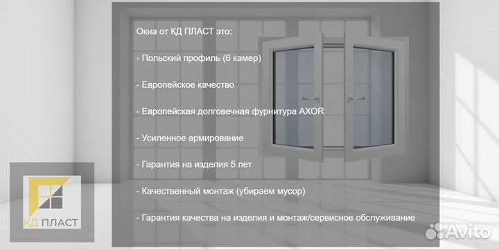 Окно пвх глухое пластиковое (Польша/6 камер)