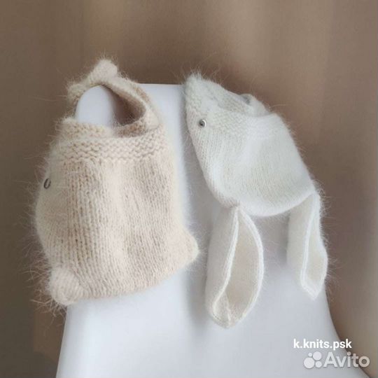 Детская шапочка пушистая с ушками котёнка