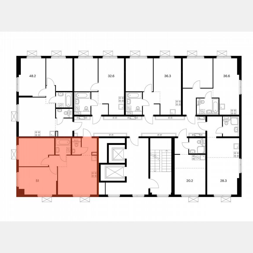 2-к. квартира, 51 м², 14/17 эт.