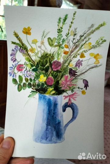 Картина акварель Цветы