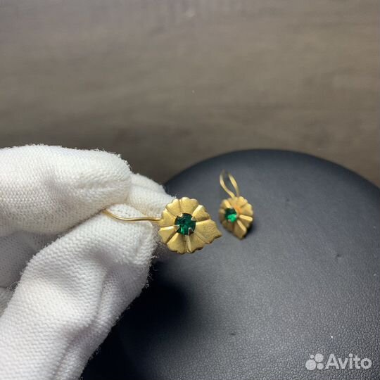 Серьги С Зеленым Камнем Сделано В СССР Ретро