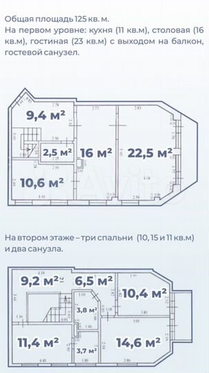 5-к. квартира, 125 м², 3/3 эт.