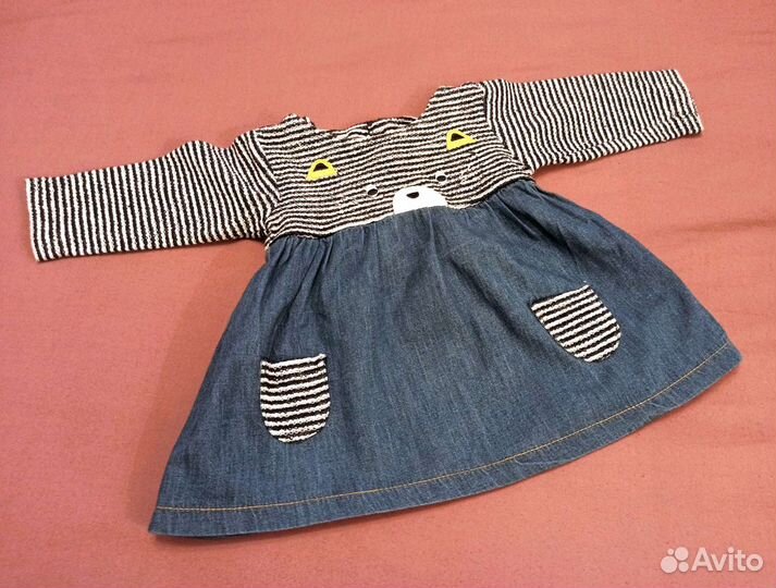 Crafted джинсовое платье на девочку, 0-3 месяцев
