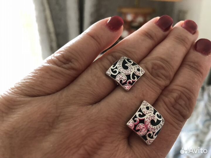 Комплект серебро эмаль Sokolov крест Елизавета