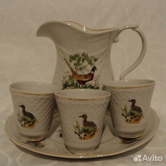 Фарфоровые кувшин и блюдо, Коростень, винтаж (ссср