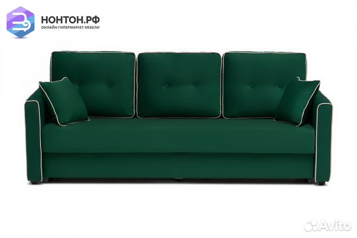 Диван еврокнижка Леон 3-х местный изумрудный