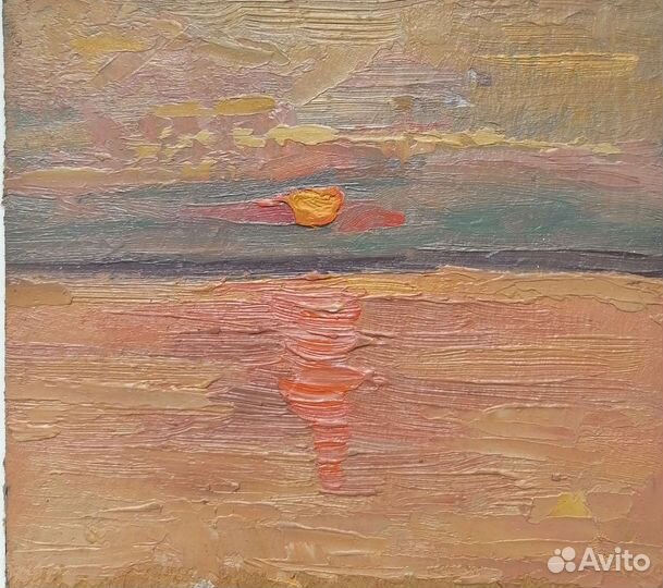 Картина маслом закат на Волге