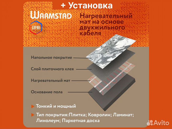 Теплый пол Warmstad 0,65 кв.м