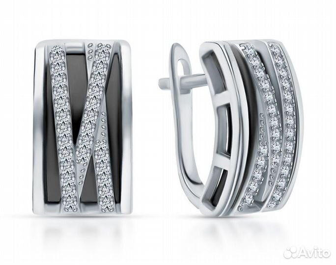 Серьги серебряные с керамикой