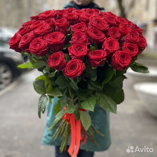 Красные розы 70 см