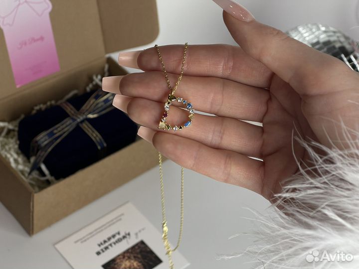 Колье подвеска буква D в подарок на 8 марта