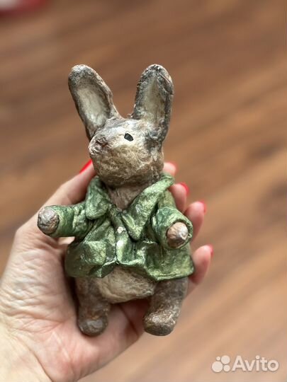 Ватная ёлочная игрушка зайчик