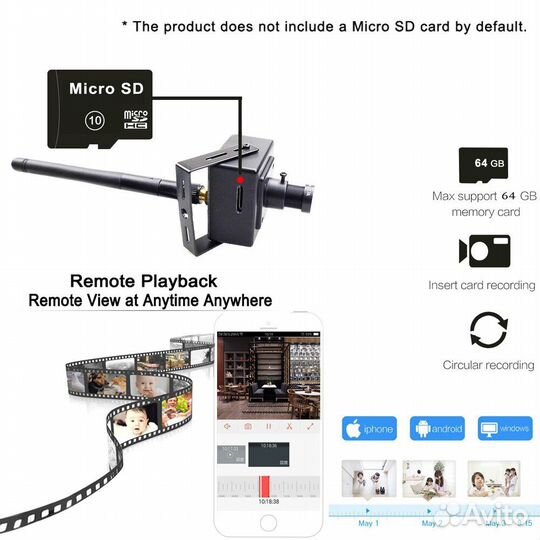 Маленькая IP камера 2MP микрофон Camhi pro