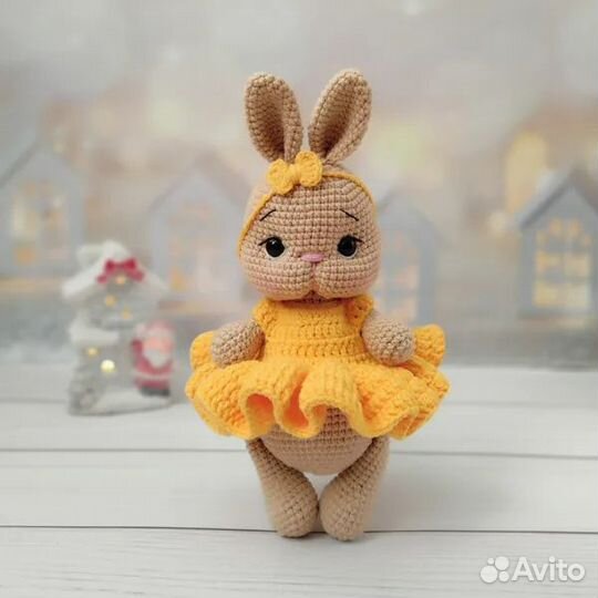 Заяц вязаный Мягкие игрушки Плюшевый зайчик