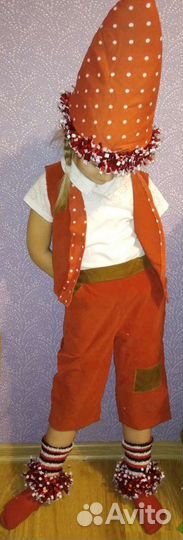 Новогодний костюм 3-5лет клоун петрушка гном