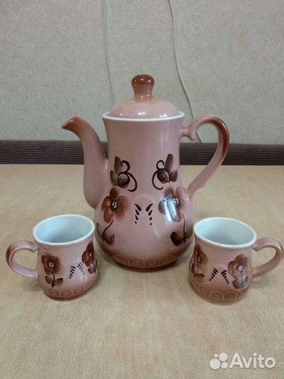 Заварочный чайник/кофейник+2 чашки