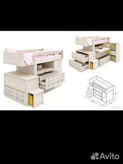 Детская кровать чердак со столом