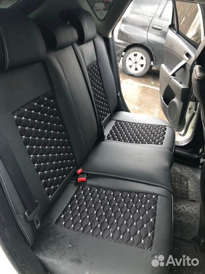 Авто Чехлы Комбинированные Ткань+Кожа Комплект