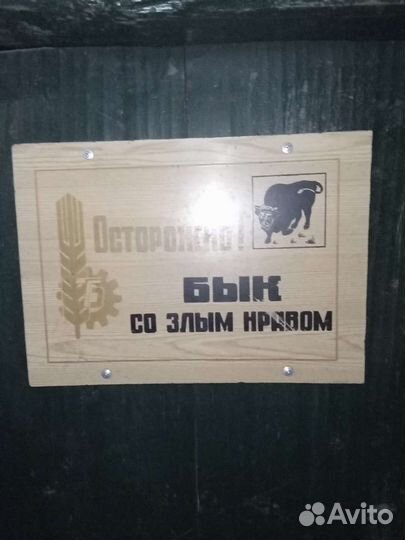 Советская табличка Бык со злым нравом