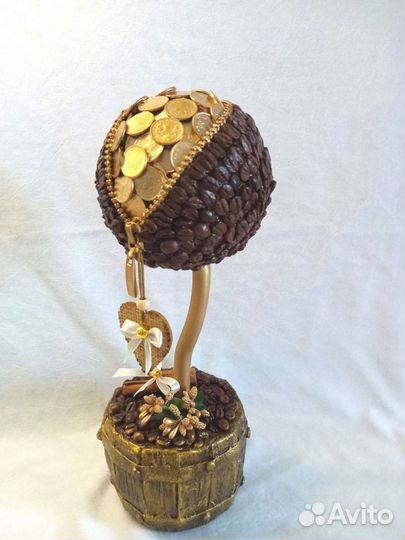 Кофейное дерево. Топиарий из зёрен кофе