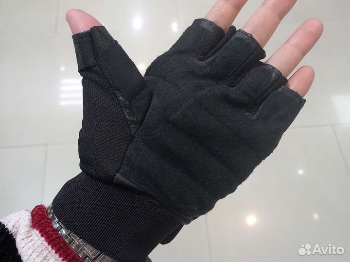 Байк перчатки кожаные