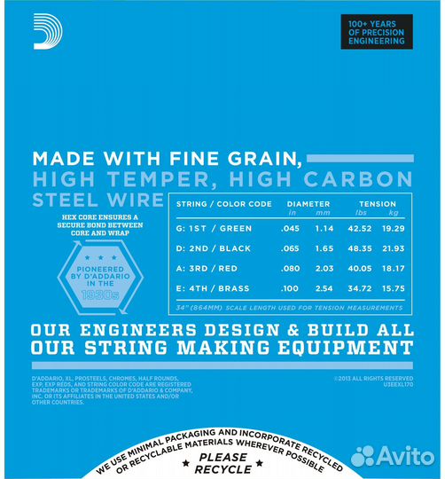 D'addario EXL170 струны для баса комплект Новые