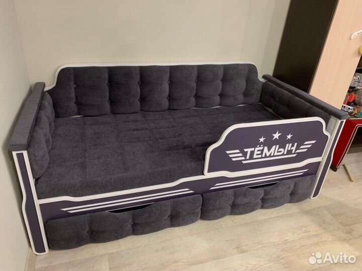 Детская кровать спорт с 2 ящиками 160