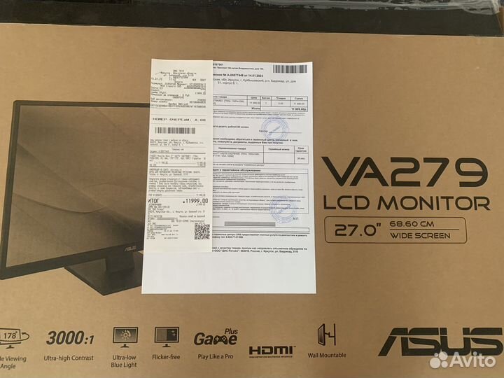 Монитор Asus 27 дюймов 75 Гц