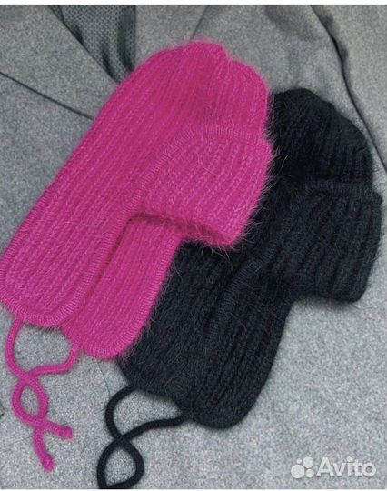 Шапка ушанка вязаная