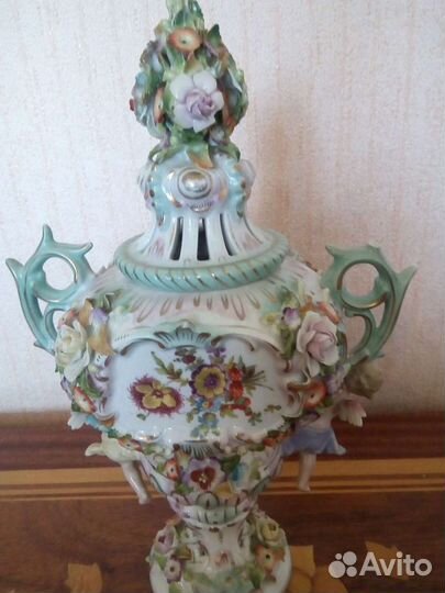Антикварная фарфоровая ваза Sitzendorf,конец 19в