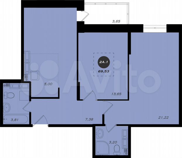 2-к. квартира, 69,5 м², 19/22 эт.