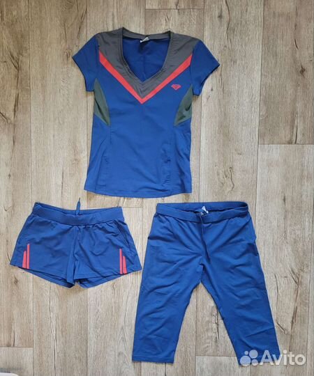 Комплект футболка лосины шорты спорт xs 40-42