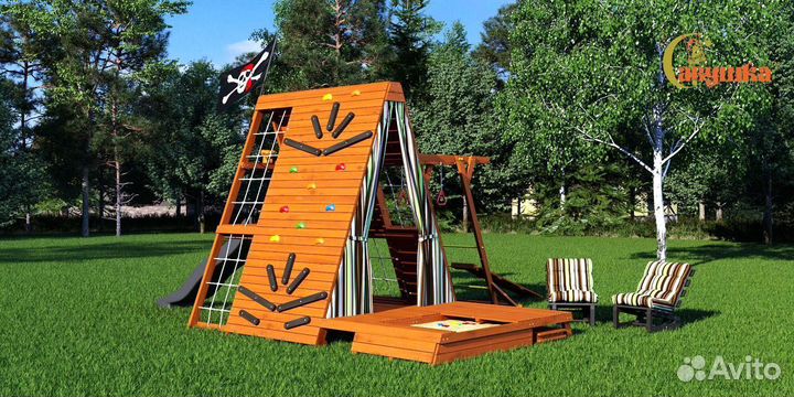 Детский уличный комплекс домик с горкой доставка