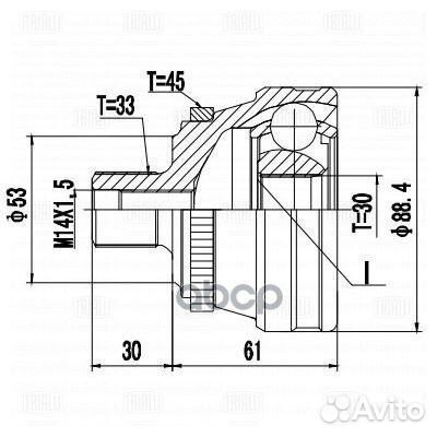 ШРУС для а/м Audi 80 (86) (наруж.) (GO 1821) G